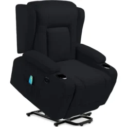 Best Choice Products Electric Power Lift Linen Recliner Massage Chair Furniture W/ USB Port, Heat, Cupholders -Baxton Studio Store GUEST 000e49f0 0e26 4c95 9113 7787a0e62429