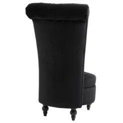 HOMCOM High Back Accent Chair, Upholstered Armless Chair, Retro Button-Tufted Royal Design With Thick Padding And Rubberwood Leg, Black 8 HOMCOM High Back Accent Chair, Upholstered Armless Chair, Retro Button-Tufted Royal Design With Thick Padding And Rubberwood Leg, Black -Baxton Studio Store GUEST 0040f46e 7179 45e0 8d15 c5cca37eef65