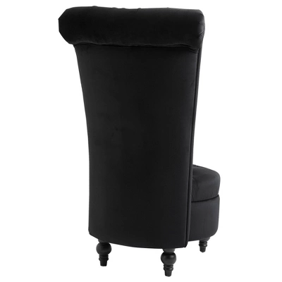 HOMCOM High Back Accent Chair, Upholstered Armless Chair, Retro Button-Tufted Royal Design With Thick Padding And Rubberwood Leg, Black 5 HOMCOM High Back Accent Chair, Upholstered Armless Chair, Retro Button-Tufted Royal Design With Thick Padding And Rubberwood Leg, Black - Image 3