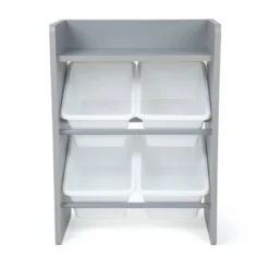 Kids' End Table Nightstand With 4 Storage Bins - Humble Crew