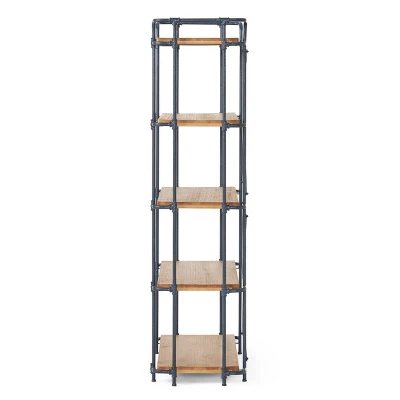 Yorktown 66.75" 5-Shelf Industrial Bookcase Brown - Christopher Knight Home 5 Yorktown 66.75" 5-Shelf Industrial Bookcase Brown - Christopher Knight Home - Image 3