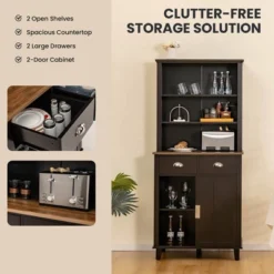 Tangkula Freestanding Buffet Hutch Kitchen Pantry Storage Cabinet W/ Sliding Doors -Baxton Studio Store GUEST 0371b196 3f31 4cf9 b3ca b6b11cfc489c
