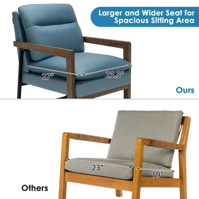 Costway Modern Accent Armchair Lounge Chair W/ Rubber Wood Legs & Steel Bracket 8 Costway Modern Accent Armchair Lounge Chair W/ Rubber Wood Legs & Steel Bracket - Image 6