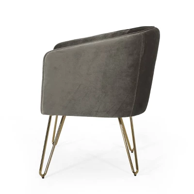 Grelton Modern Glam Velvet Club Chair With Hairpin Legs - Christopher Knight Home 5 Grelton Modern Glam Velvet Club Chair With Hairpin Legs - Christopher Knight Home - Image 3