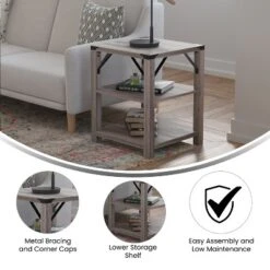 Merrick Lane Modern Farmhouse Engineered Wood End Table With Two Tiered Shelving And Powder Coated Steel Accents 18 Merrick Lane Modern Farmhouse Engineered Wood End Table With Two Tiered Shelving And Powder Coated Steel Accents -Baxton Studio Store GUEST 063259f9 b736 499f 9d0b bdecf92a8ddb