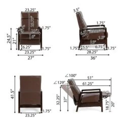 Fernhill Mid Century Modern Faux Leather Upholstered Pushback Recliner Dark Brown/Dark Espresso - Christopher Knight Home -Baxton Studio Store GUEST 072bf5e9 cb03 45c8 826a 9a769c3f0372