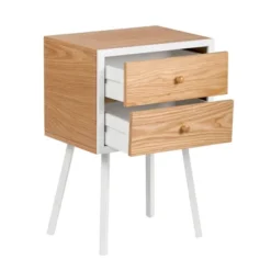 Abacus 2 Drawer Side Table Oak Brown/White - Universal Expert -Baxton Studio Store GUEST 086f13ba bac7 4bff 9eb2 8ddc4dd1072d