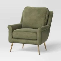 Carmine Luxe Arm Accent Chair With Brass Legs - Threshold™ -Baxton Studio Store GUEST 0a0e1322 21c7 4dc3 944f a24457b8a83e