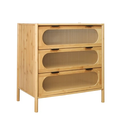 Aash 3-drawer Environmentally Friendly Bamboo Ccent Cabinet With Storage, Pale Yellow Finish- The Pop Maison 4 Aash 3-drawer Environmentally Friendly Bamboo Ccent Cabinet With Storage, Pale Yellow Finish- The Pop Maison - Image 2