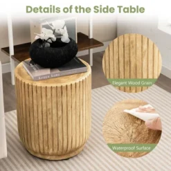 Costway 17'' Concrete Accent Side Table Tree Stump Wood-like End Table Plant Stand Stool -Baxton Studio Store GUEST 0cb2d51a 5a04 464c b531 00d276583a99