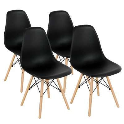 Costway Set Of 4 Modern Dining Side Chair Armless Home Office W/ Wood Legs White/Black/Blue 11 Costway Set Of 4 Modern Dining Side Chair Armless Home Office W/ Wood Legs White/Black/Blue - Image 9