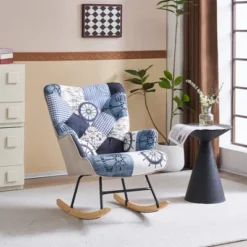 FERPIT Upholstered Wingback Accent Chair & Rocking Chair With Rubberwood Legs & Rockers -Baxton Studio Store GUEST 0fca8f9d ac93 4f18 829a 42dedb3c0184
