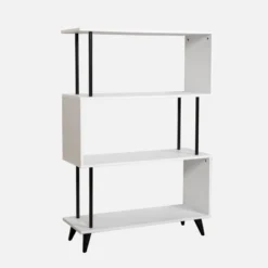 46.5" 4 Tier S Shaped Bookcase White/Black - Danya B. -Baxton Studio Store GUEST 14ad0576 8d62 491c ae11 6d1d3d4e5ef5