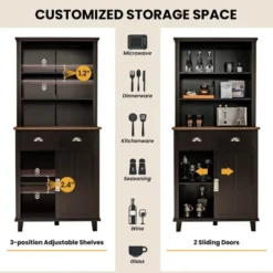 Tangkula Freestanding Buffet Hutch Kitchen Pantry Storage Cabinet W/ Sliding Doors -Baxton Studio Store GUEST 1526b43f f3f8 41e3 9bef ce3337a2f43f