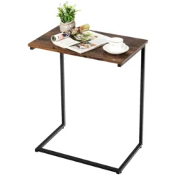 Costway C-shaped End Side Coffee Tray Sofa Table Laptop TV Snack Stand W/ Metal Frame -Baxton Studio Store GUEST 15978a7b 7f10 4765 88a4 5c22b84cdfaa