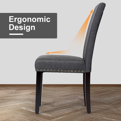 Tangkula 2-Piece Upholstered Linen Fabric Dining Chairs With High Backrest & Padded Seat 5 Tangkula 2-Piece Upholstered Linen Fabric Dining Chairs With High Backrest & Padded Seat - Image 3