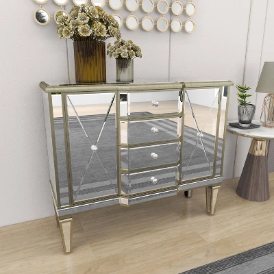 Glam Mirrored Rectangular Storage Cabinet Silver - Olivia & May 12 Glam Mirrored Rectangular Storage Cabinet Silver - Olivia & May - Image 10