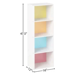 Hodedah Import 12 D X 16 W X 47 H Inch 4 Shelf Bookcase Storage Organizer Solution For Living Room, Bedroom, Or Office, White And Rainbow 9 Hodedah Import 12 D X 16 W X 47 H Inch 4 Shelf Bookcase Storage Organizer Solution For Living Room, Bedroom, Or Office, White And Rainbow -Baxton Studio Store GUEST 1b24d00b 3e08 4f1a 8c82 61b384fdbed4
