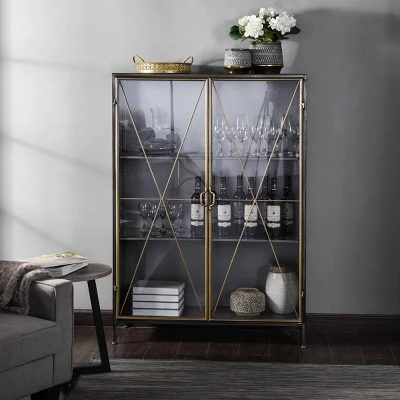 Richard Carter Display Metal Cabinet Gun Metal Antique Gold - StyleCraft 7 Richard Carter Display Metal Cabinet Gun Metal Antique Gold - StyleCraft - Image 5