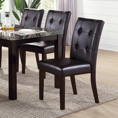 Simple Relax Set Of 2 Leroux Upholstered Dining Chairs With Button Tufted In Dark Brown 3 Simple Relax Set Of 2 Leroux Upholstered Dining Chairs With Button Tufted In Dark Brown