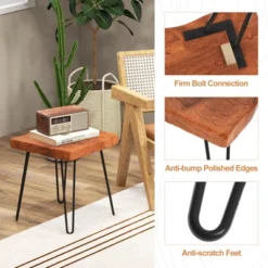 Costway Square End Table Accent Side Table Reclaimed Teak Wood Plant Stand Patio Rustic -Baxton Studio Store GUEST 1f906a0b bcc5 4dfe 895f a8eea94e3f57