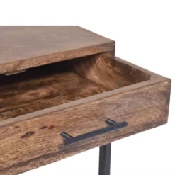 Mango Wood Side Table With Drawer And Cantilever Iron Base Brown/Black - The Urban Port -Baxton Studio Store GUEST 20673f2f 6997 425d b908 1745318e18e9
