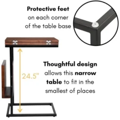 BIRDROCK HOME Acacia Wood Expandable C Shaped Side Table With Magazine Rack, Phone & Tablet Stand -Baxton Studio Store GUEST 2109e43d 0fb7 42d7 9f8e ea7369598484