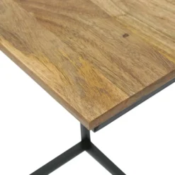 Oceola Modern Industrial Handcrafted Mango Wood C Shaped Side Table With Charging Port Natural/Black - Christopher Knight Home -Baxton Studio Store GUEST 23435056 33cd 410a bc80 4661e166f168