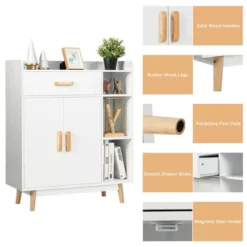 Costway Floor Storage Cabinet Free Standing Cupboard Chest W/1 Drawer 2 Doors 3 Shelves 18 Costway Floor Storage Cabinet Free Standing Cupboard Chest W/1 Drawer 2 Doors 3 Shelves -Baxton Studio Store GUEST 23c3547e 0dcc 452b a7a6 946bb4f5d746