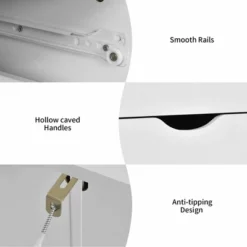 Costway 5 Drawer Dresser Storage Cabinet Chest W/Wheels For Home Office White -Baxton Studio Store GUEST 251de3a3 d159 4454 988f c46571c672d9