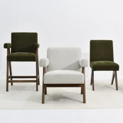 Set Of 2 Morgan Upholstered 19.7" Wider Seat And Armrest With Upside Down "V" Shape Design Rubberwood Legs Accent Chair-The Pop Maison -Baxton Studio Store GUEST 25dbcd51 d3d0 4336 9c2a fd78bcd0c3c8