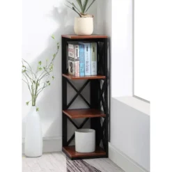 38.5" Oxford 3 Tier Corner Bookcase - Breighton Home -Baxton Studio Store GUEST 260bef65 1197 49da 958a c6379b457ea8