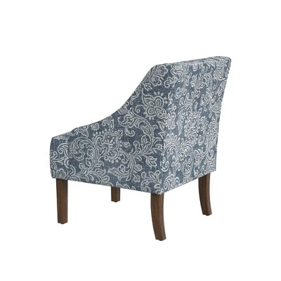 Classic Swoop Arm Chair Jacobean Print Denim - HomePop 5 Classic Swoop Arm Chair Jacobean Print Denim - HomePop - Image 3