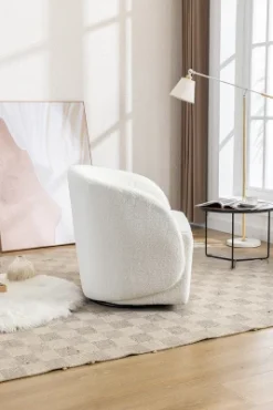 Doris 360° Swivel 21.06'' Seat Width Soft Touch Modern Teddy Upholstered Accent Armrest Barrel Chairs And Diamond Lattice Back-Maison Boucle -Baxton Studio Store GUEST 273f0590 46de 4043 8c55 683fd42ac3e2