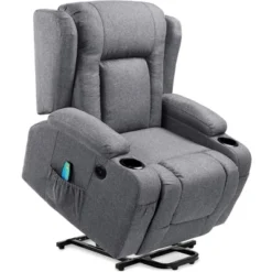 Best Choice Products Electric Power Lift Linen Recliner Massage Chair Furniture W/ USB Port, Heat, Cupholders -Baxton Studio Store GUEST 275b25c3 ded0 482c a147 7ed79043553a