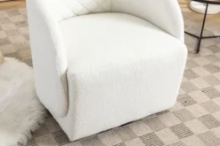 Doris 360° Swivel 21.06'' Seat Width Soft Touch Modern Teddy Upholstered Accent Armrest Barrel Chairs And Diamond Lattice Back-Maison Boucle -Baxton Studio Store GUEST 287c9ac4 5624 40d4 8373 8af86b0cbfcf