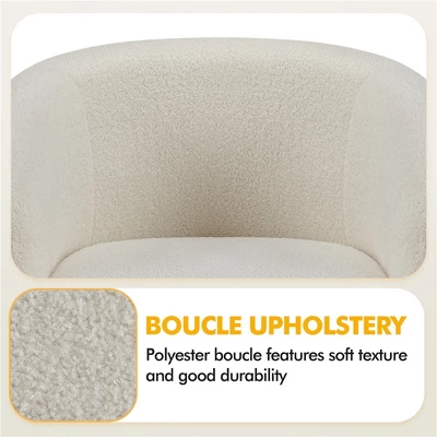 Yaheetech Upholstered Armchair Accent Barrel Chair Ivory 6 Yaheetech Upholstered Armchair Accent Barrel Chair Ivory - Image 4