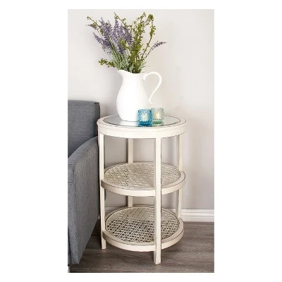 Metal And Wood 3 Tier Round Accent Table White - Olivia & May 4 Metal And Wood 3 Tier Round Accent Table White - Olivia & May - Image 2
