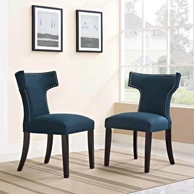 Set Of 2 Curve Dining Side Chair Fabric - Modway 3 Set Of 2 Curve Dining Side Chair Fabric - Modway