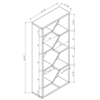 69" Achna 9 Shelf Bookshelf Black/Dark Walnut - MiBasics 6 69" Achna 9 Shelf Bookshelf Black/Dark Walnut - MiBasics - Image 4