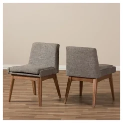 Set Of 2 Nexus Mid - Century Modern Wood Finishing And Fabric Upholstered Dining Side Chair Gravel/Walnut Brown - Baxton Studio 10 Set Of 2 Nexus Mid - Century Modern Wood Finishing And Fabric Upholstered Dining Side Chair Gravel/Walnut Brown - Baxton Studio -Baxton Studio Store GUEST 2b8ae264 c656 4391 9e5e 5e7178814403
