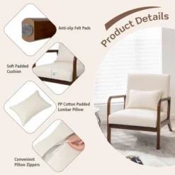 Costway Set Of 2 Accent Chairs Leisure Armchair With Rubber Wood Frame&Lumbar Pillow Gray/Beige -Baxton Studio Store GUEST 2fe98e13 533d 4469 a1d8 4aa71d4482c7