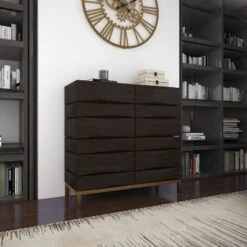 Contemporary Bold Facet Carved Wood Side Cabinet Brown - Olivia & May -Baxton Studio Store GUEST 3032faff 8dec 452e a2fd 9268f1964fdd