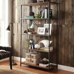 72" Webster 4 Shelf Mixed Media Bookshelf Black - Inspire Q -Baxton Studio Store GUEST 31bb4e9a aac7 45aa be8b c1491c3e4a1f