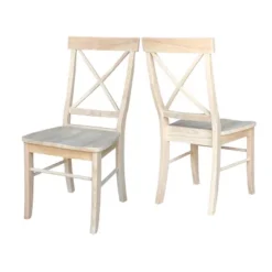 Set Of 2 X Back Chairs With Solid Wood Seat Unfinished - International Concepts -Baxton Studio Store GUEST 31bc9de3 ca98 4c78 81e3 7faba615b6b3