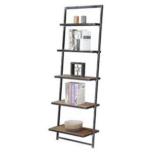72.25" Laredo 5 Tier Ladder Bookcase/shelf Natural/Antique Black - Breighton Home 3 72.25" Laredo 5 Tier Ladder Bookcase/shelf Natural/Antique Black - Breighton Home