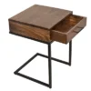 Mango Wood Side Table With Drawer And Cantilever Iron Base Brown/Black - The Urban Port -Baxton Studio Store GUEST 3322f93d 8c25 446b 8a4b 3a6ec74702d7