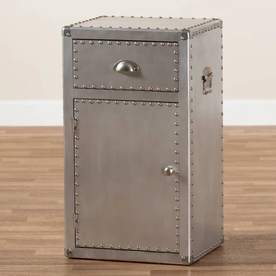 Serge Metal 1 Door Accent Storage Cabinet Silver - Baxton Studio 11 Serge Metal 1 Door Accent Storage Cabinet Silver - Baxton Studio - Image 9