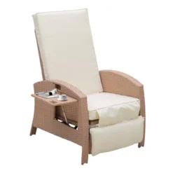 Outsunny Patio Recliner, Outdoor Reclining Chair With Flip-Up Side Table, All-Weather Wicker Metal Frame Chaise With Footrest, Cushions -Baxton Studio Store GUEST 33d2208b 7c3c 4210 996c 840131e6dd42