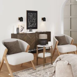 Tucker Solid Wood And Faux Marble Round Side Table Brushed Light Brown/Matte White Marble - Nathan James -Baxton Studio Store GUEST 352dff68 ff7d 4235 88ee ea9b384514c4